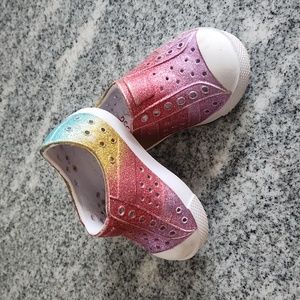 Rainbow glitter slip on shoes